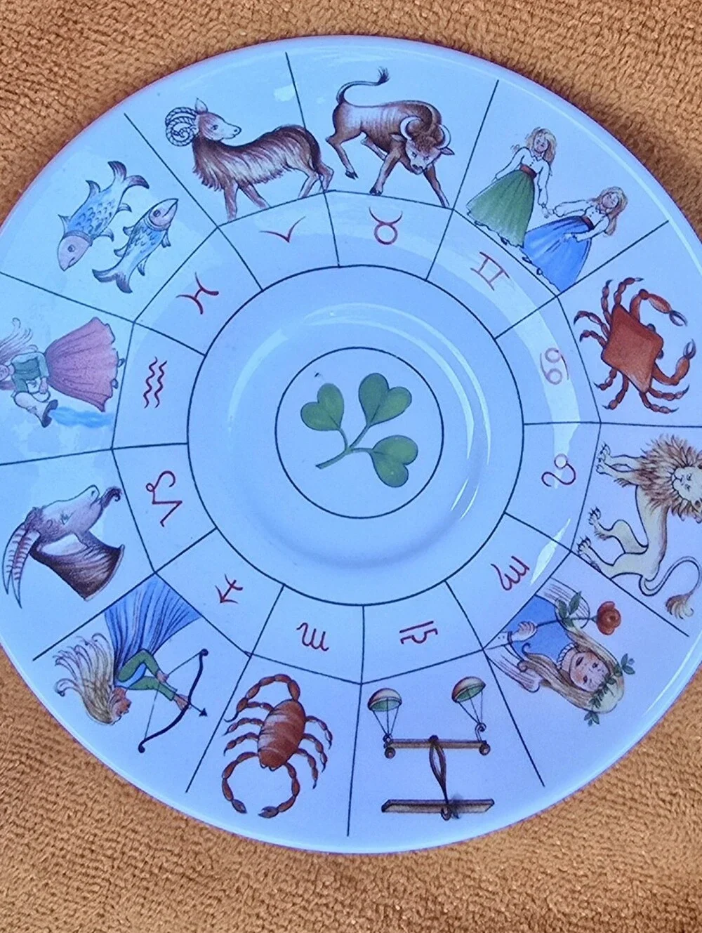Vintage Royal Kendal Taltos Fortune Teller Tea Leaf Cup & Saucer Zodiac